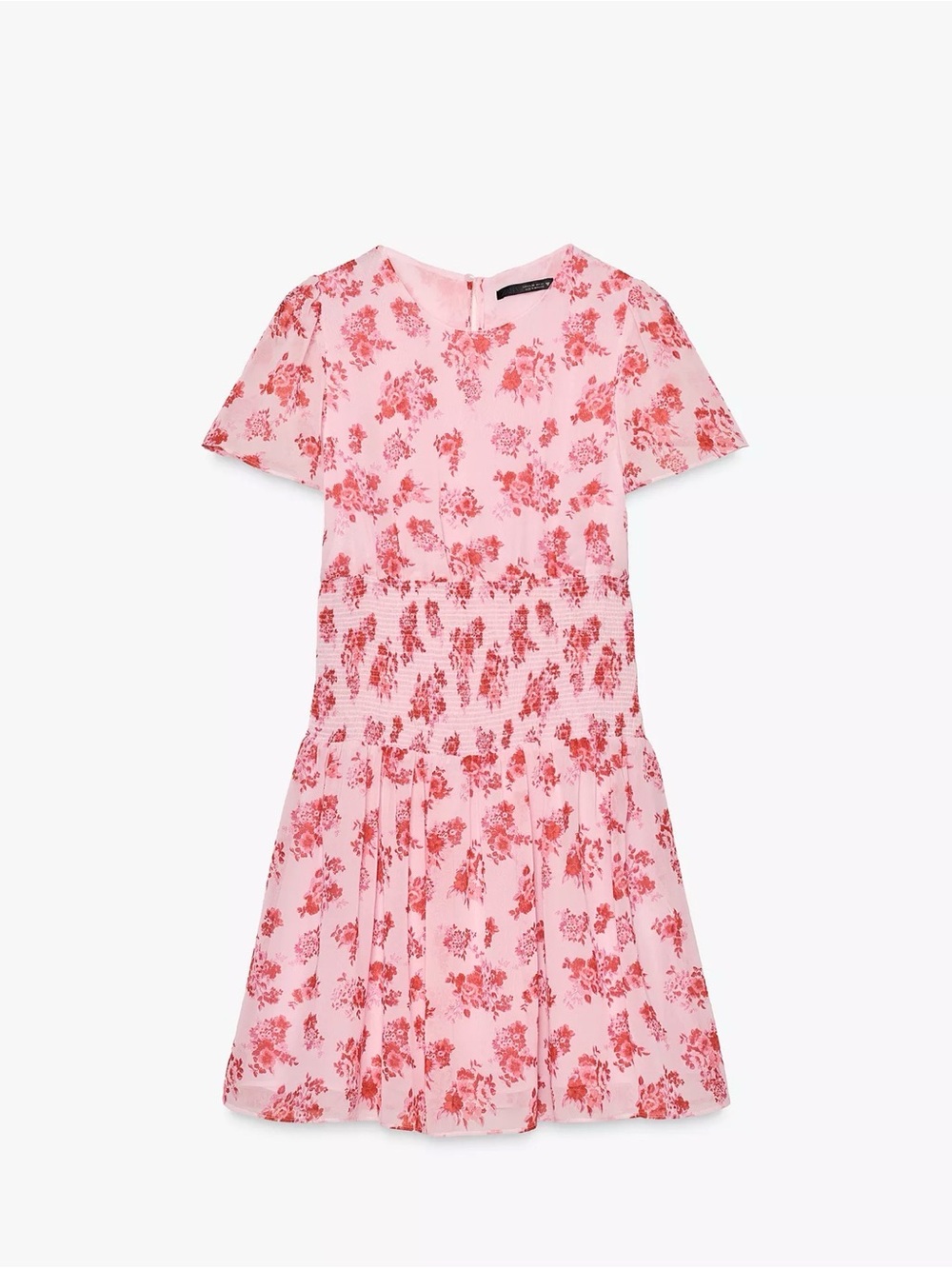 NWOT Zara Women’s Pink Floral Smocked Waist Dress
